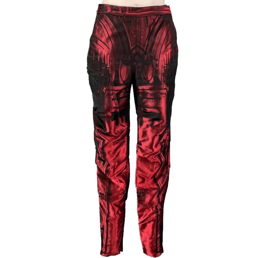 NEW $1095 Paul Smith Couture Pants! e 42 US 4 Red & Black Acetate Ruched Slim